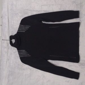 Per Se Turtleneck Black Sweater with pleather strips, Size: XS